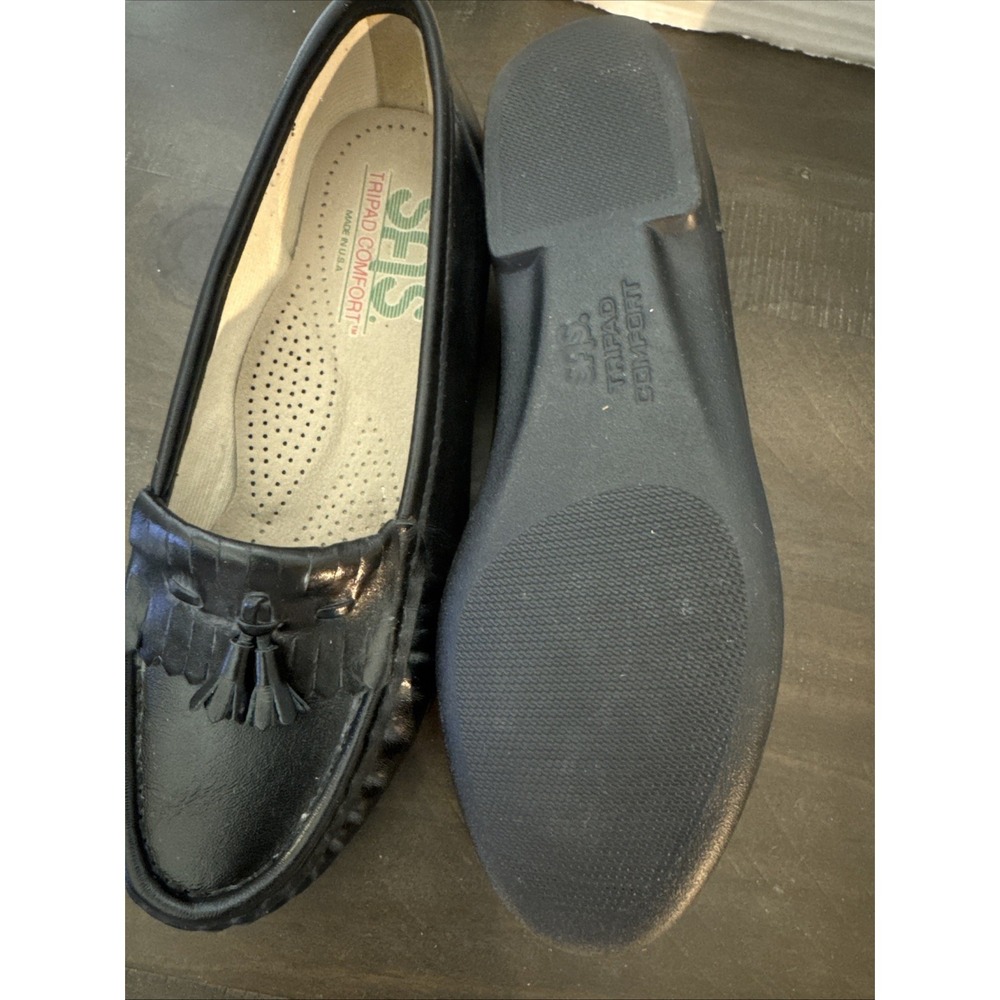 Vintage SAS Women's Softie Loafer Black Leather Shoe Sz 5M Made In USA - Picture 6 of 8